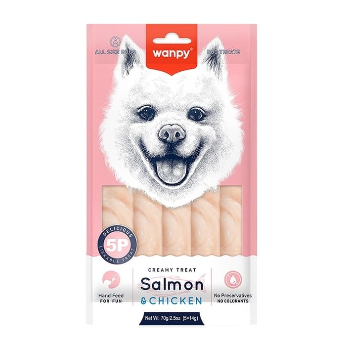 Wanpy Krema Köpek Ödül Maması Somonlu ve Tavuklu 14 gr 5 Adet