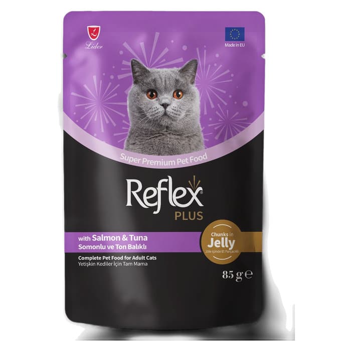 Jöle Içinde Et Parçacikli Somonlu & Ton Balıklı Yetişkin Kedi Maması 85 Gr