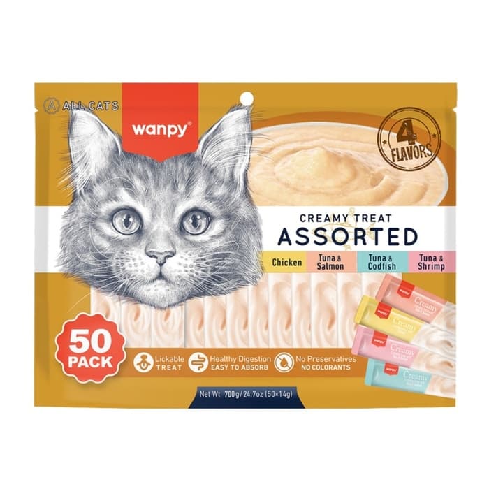 Wanpy Krema Kedi Ödül Maması Karisik Çesit 50 Adet 14 Gr