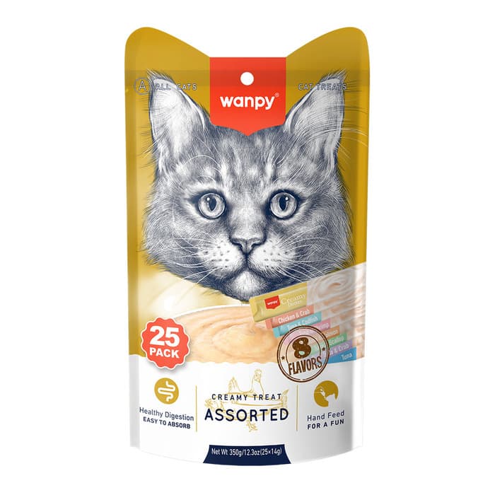 Wanpy Krema Kedi Ödül Maması Karisik Çesit 25 Adet 14 Gr