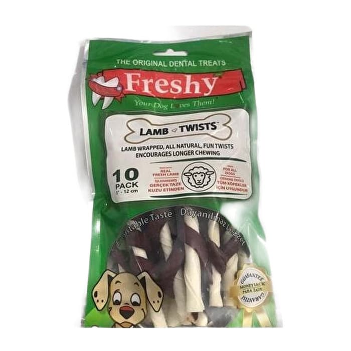 Freshy LAMP TWISTS Kuzu Eti Kapli Burgu Çubuklar 10 Adet 12 Cm. 100 gr