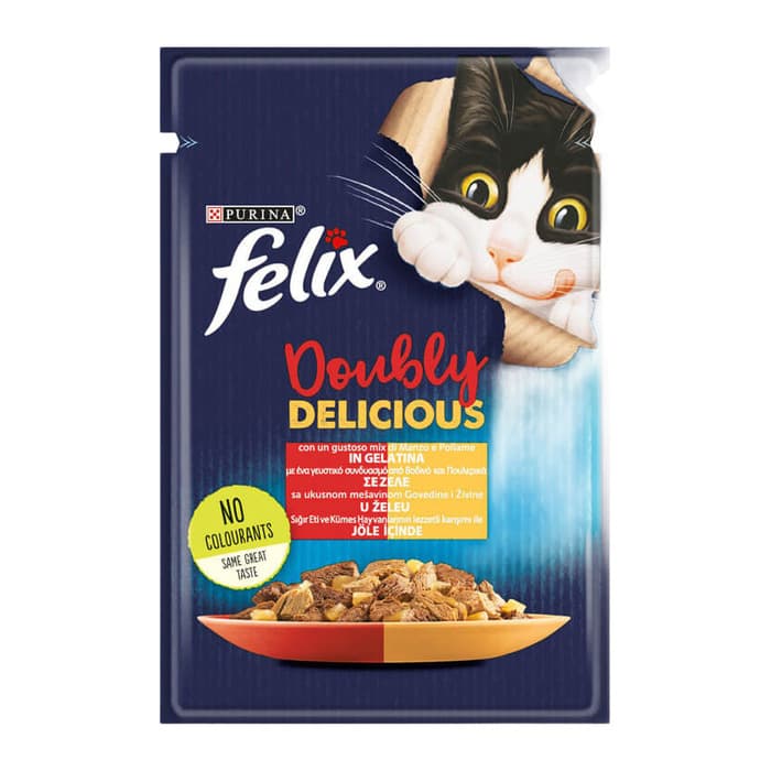 Felix Pouch Sığır Etli ve Kümes Hayvanli Yaş Kedi Maması 85 Gr