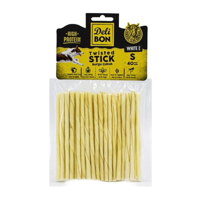 Delibon Deri Twisted Stick  S Burgu Çubuk Beyaz 40 li