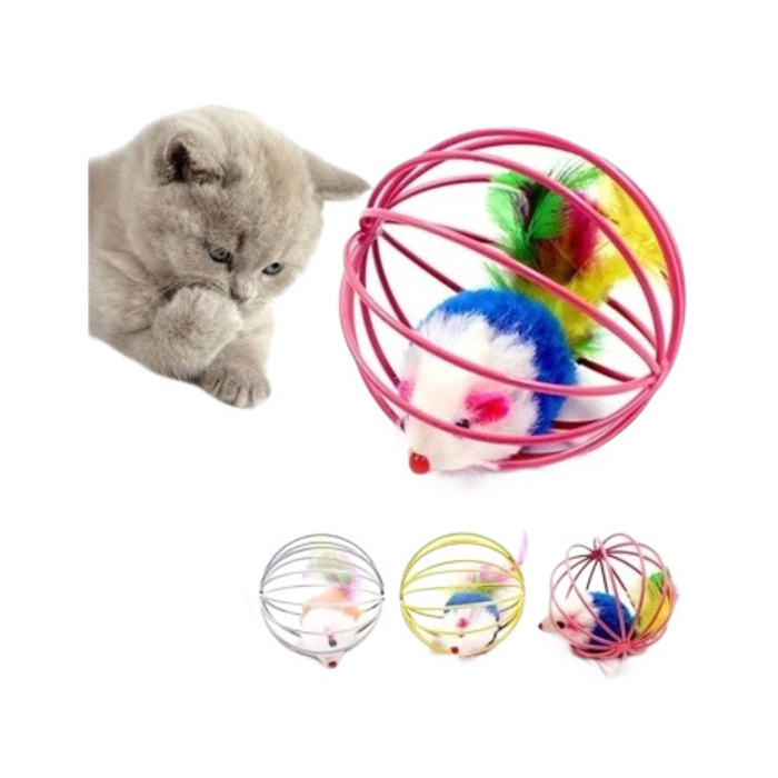 Pelus Fareli Kafesli Kedi Oyuncak