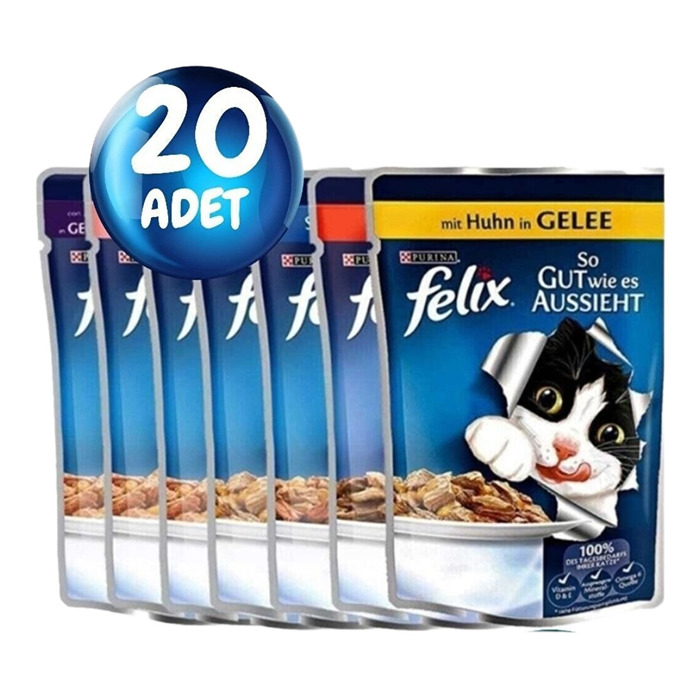 Felix Karisik Aromali Pouch Yaş Mama 20'li Paket
