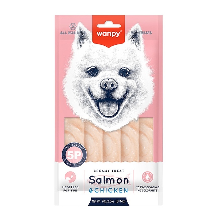 Wanpy Krema Köpek Ödül Maması Somonlu ve Tavuklu 14 gr 5 Adet