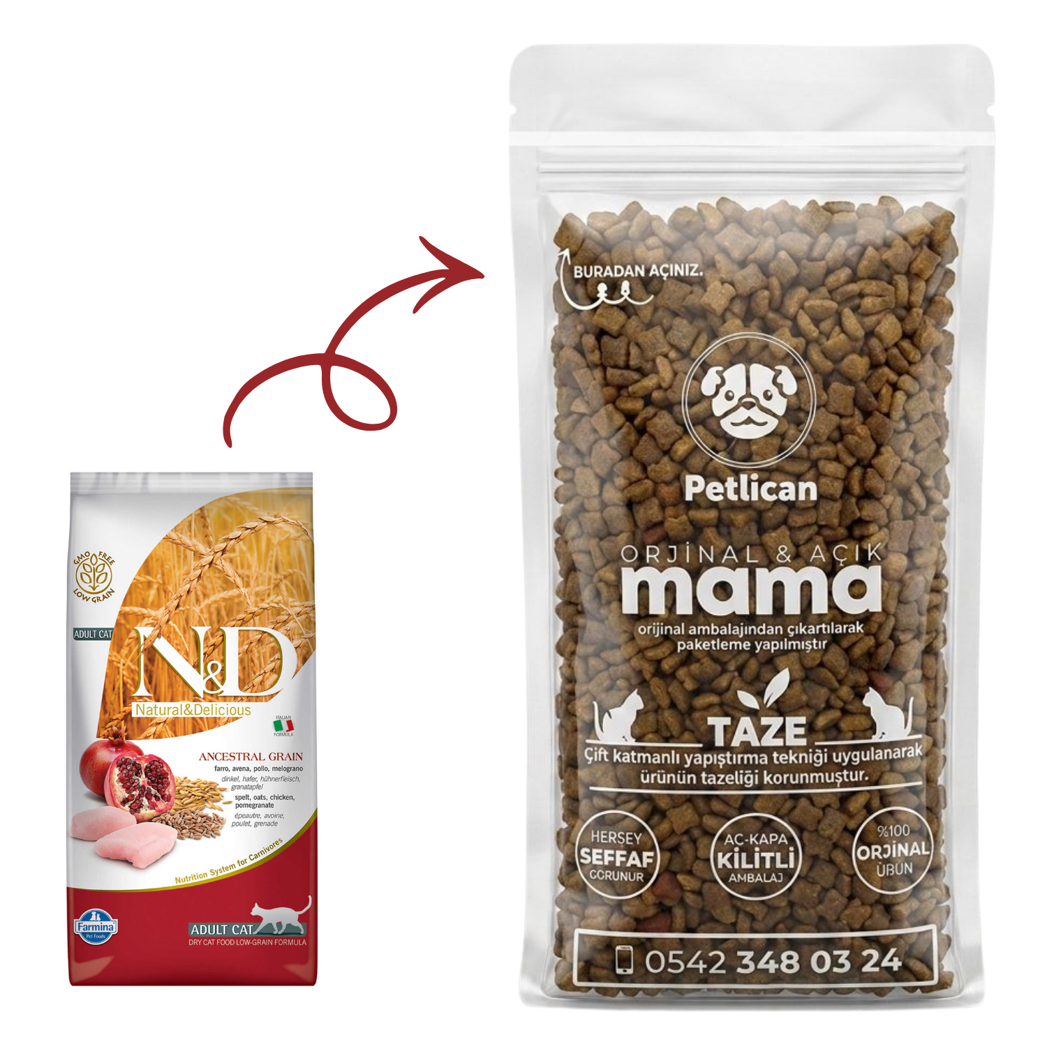 N&D Yetişkin Kedi Maması Tavuklu Açık 1 Kg
