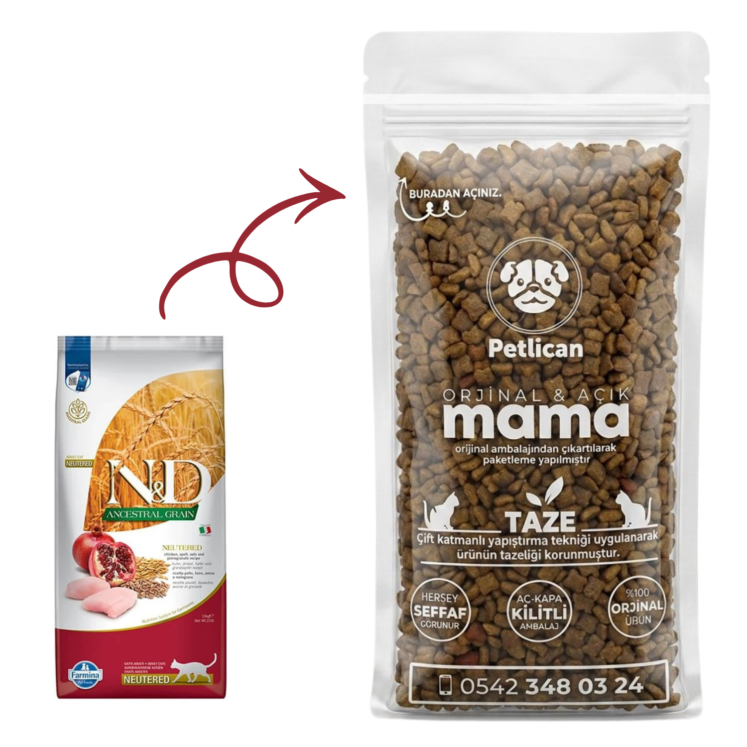 N&D Kısırlaştırılmış Yetişkin Kedi Maması Tavuklu Açık 1 Kg