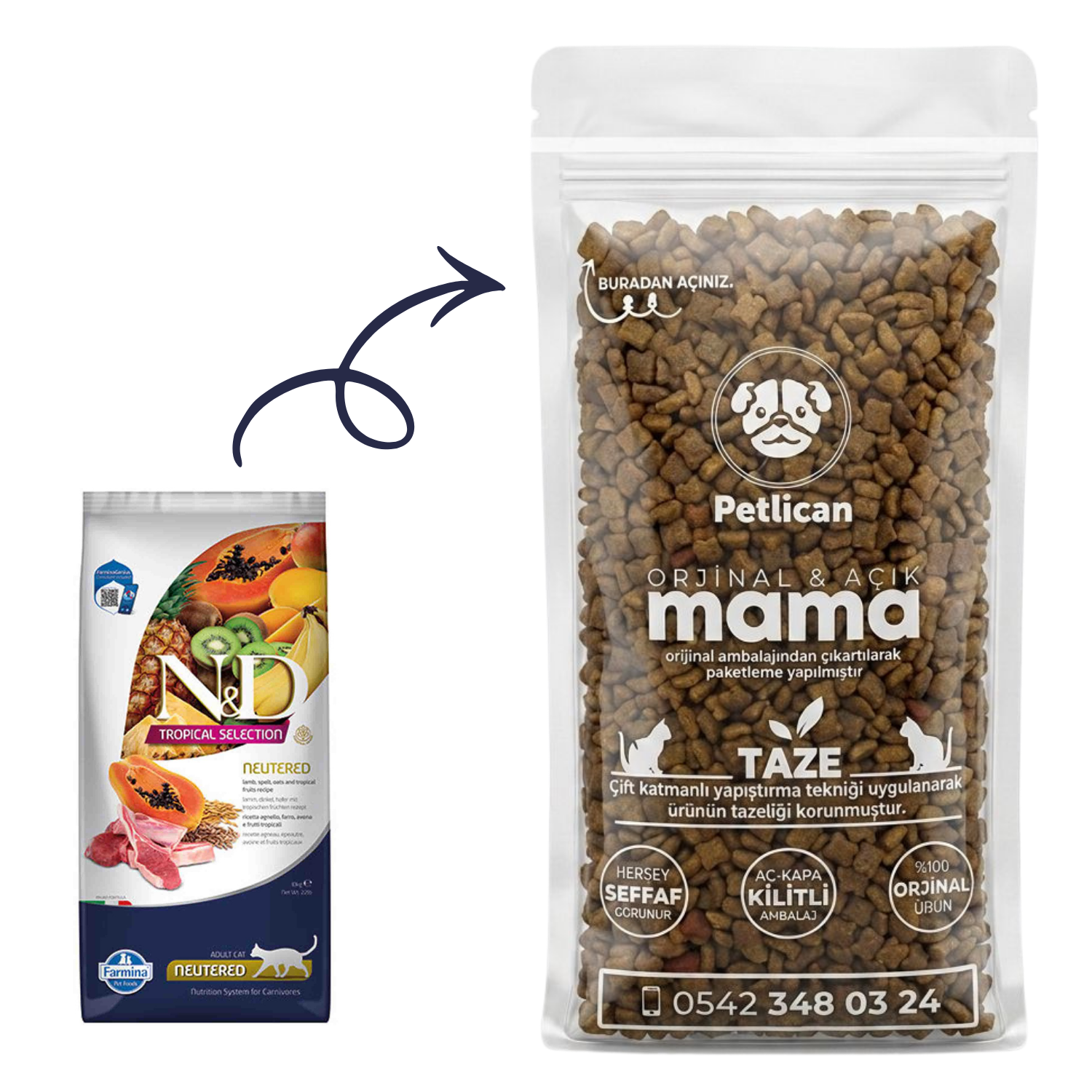 N&D Kısırlaştırılmış Yetişkin Kedi Maması Kuzulu Açık 1 Kg